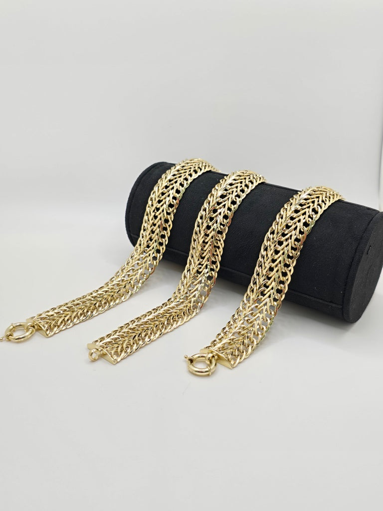 10KT TRIPLE ROW CURB BRACELET Size 8INCH Weight 13.2GR