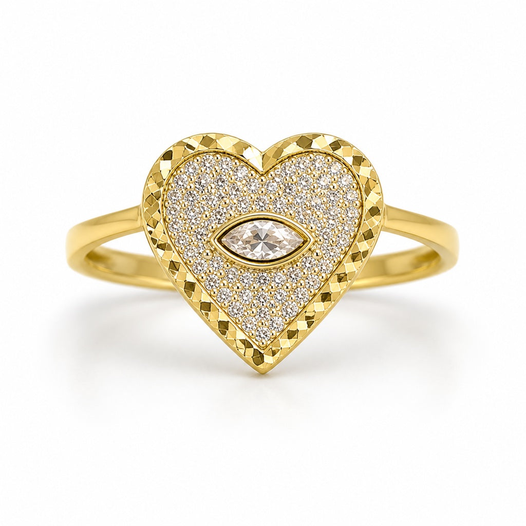 10KT HEART RING Size 7-7.5 Weigth 2.4GR