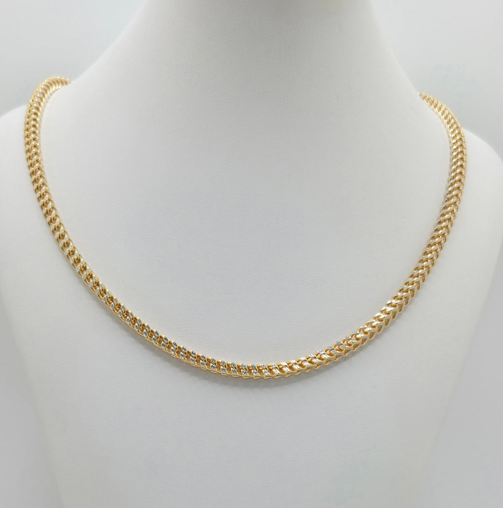 10KT TWO TONE HOLLOW FRANCO   Size 4MM 24INCH Weight 16.8GR