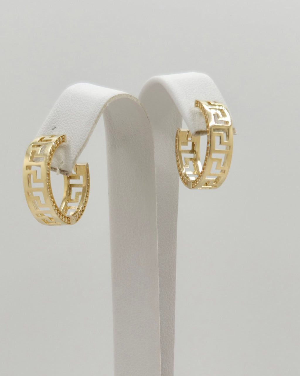 10KT GREEK STYLE HOOPS EARRIN CZ Size MEDIUM Weight 3.3GR