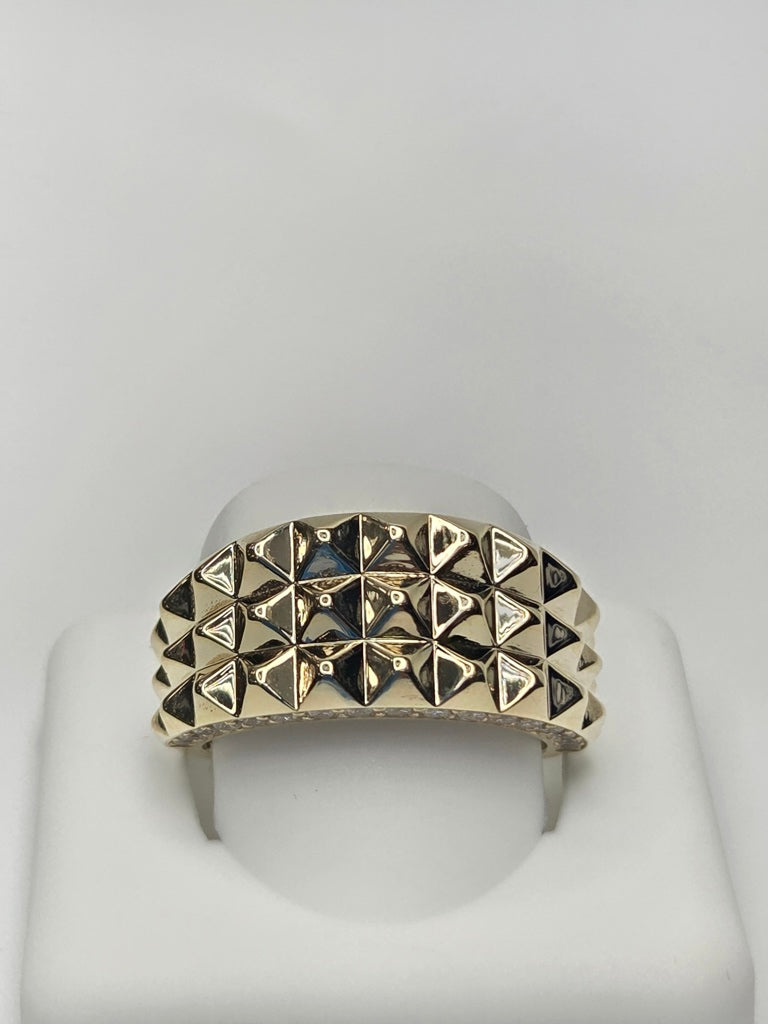 10KT MODERN SMALL PYRAMIDS WOMAN'S RING Size 8 Weigth 2.4GR