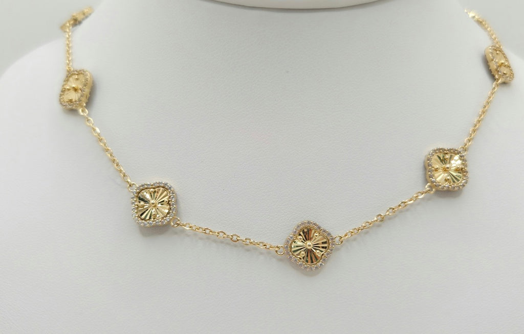 14KT FLOWER CHAIN Size 16INCH Weigth 14.4GR