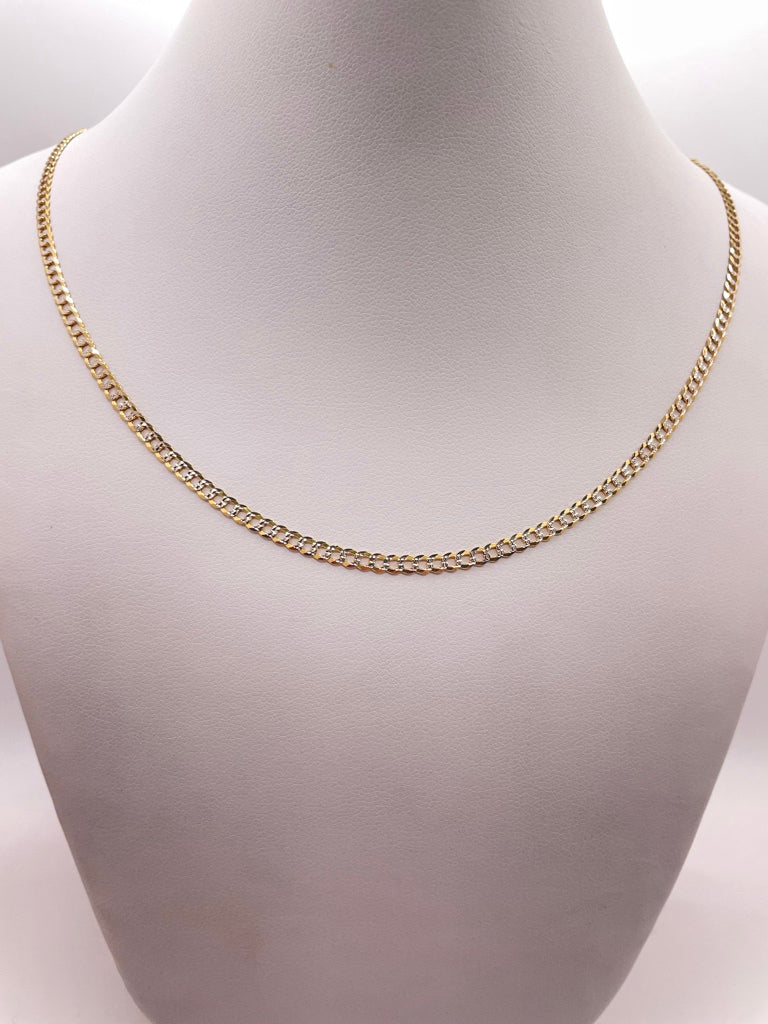 10KT TWO TONE CUBAN CURB FLAT CHAIN 20INCH 5.7MM