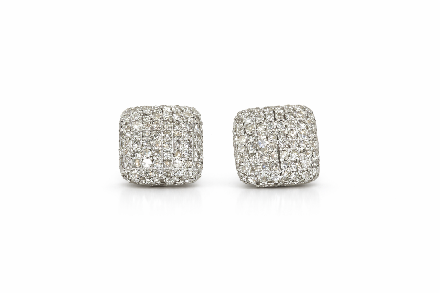14KT SQUARE FLAT DESIGN NATURAL DIAMOND EARRINGS
