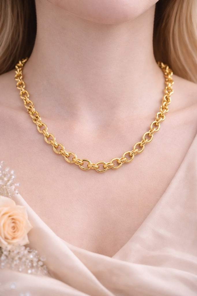 14KT MODERN ROLO NECKLACE Size 18INCH  Weigth 15GR