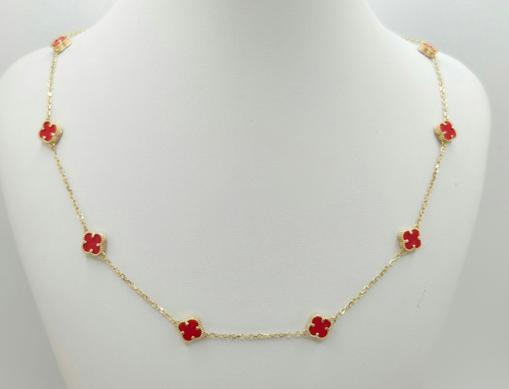 10KT SMALL RED CLOVER CHAIN Size 18INCH Weight 5.2GR