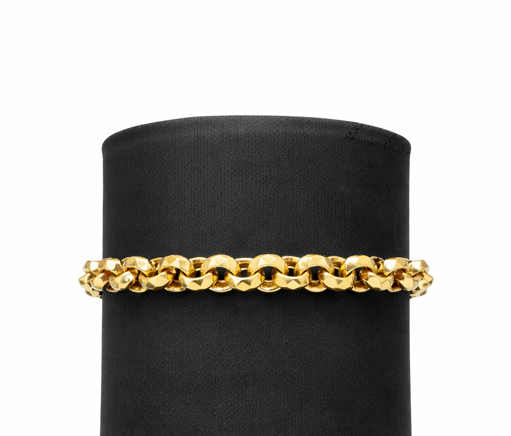 14KT RHOMBUS CUT ROLO BRACELET Size 7INCH Weigth 12.3GR