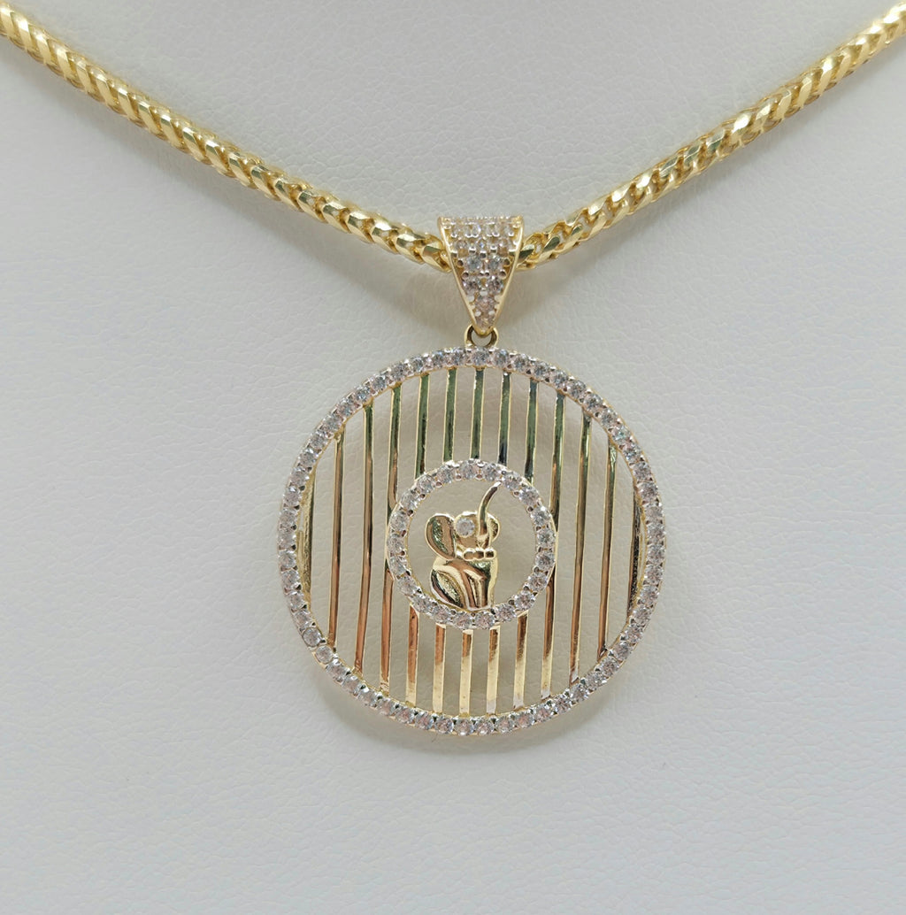 14KT BAR BACKGROUND ROUND ELEPHANT CENTER PENDANT Weight 3.2GR