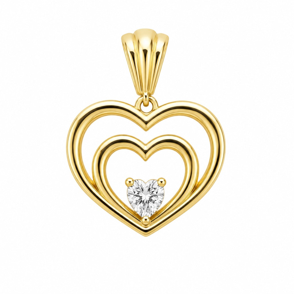10KT STONE DETAIL HEART SILHOUETTE PENDANT Size  Weigth 2.7GR
