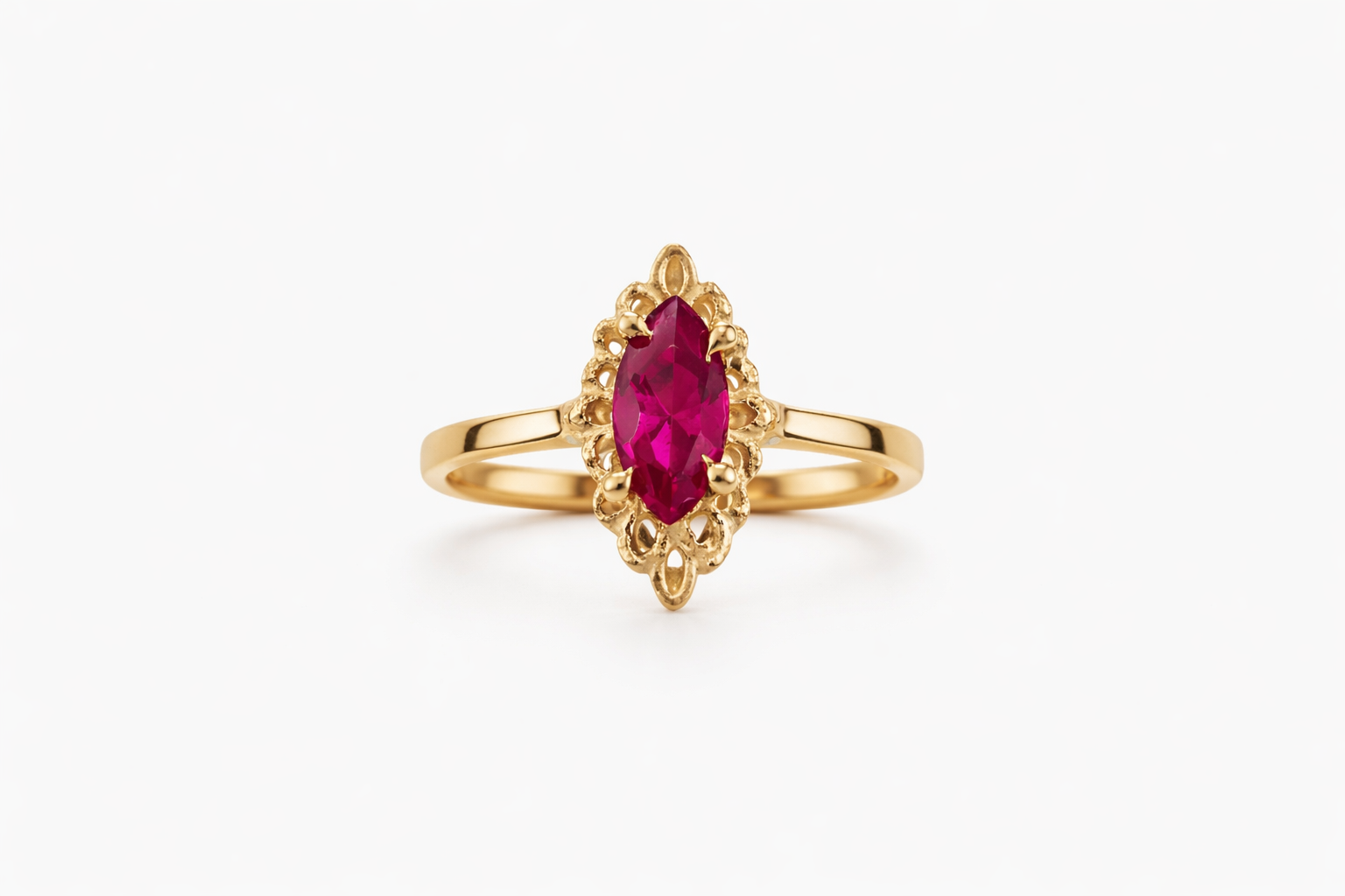 10KT ELEGANT ROUND RING WITH HOT PINK STONE Size 7 Weight 2.2GR