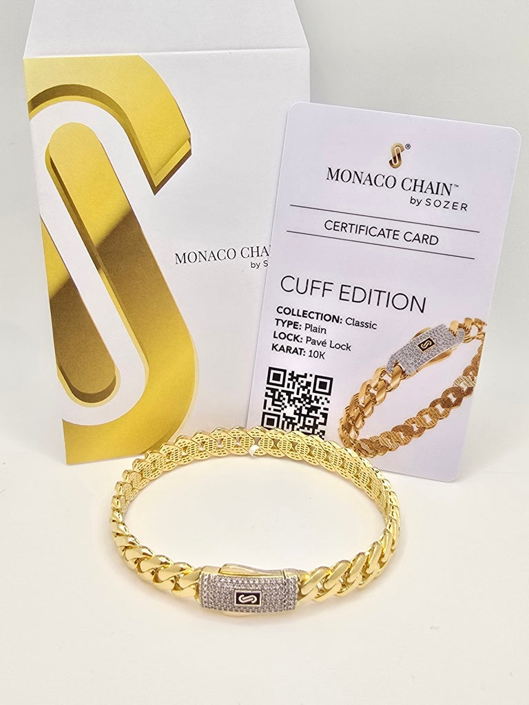 10KT CERTIFIED MONACO BANGLE CZ CLOSURE Size 8MM Weight 10.9GR