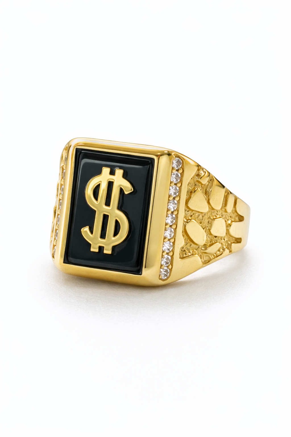 14KT BLAC BACKGROUND MONEY SQUARE RING Size 10.5 Weigth 11.1GR