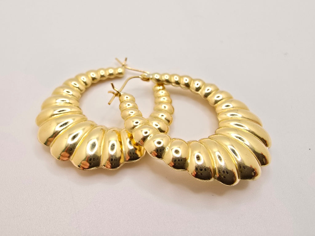 10KT SHRIMP DESIGN HOOPS EARRINGS Size 4 Weight 5.2GR