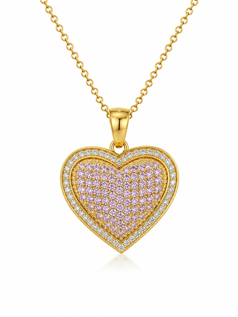 10KT PINK CZ LARGE HEART PENDANT  Weight 4.8GR