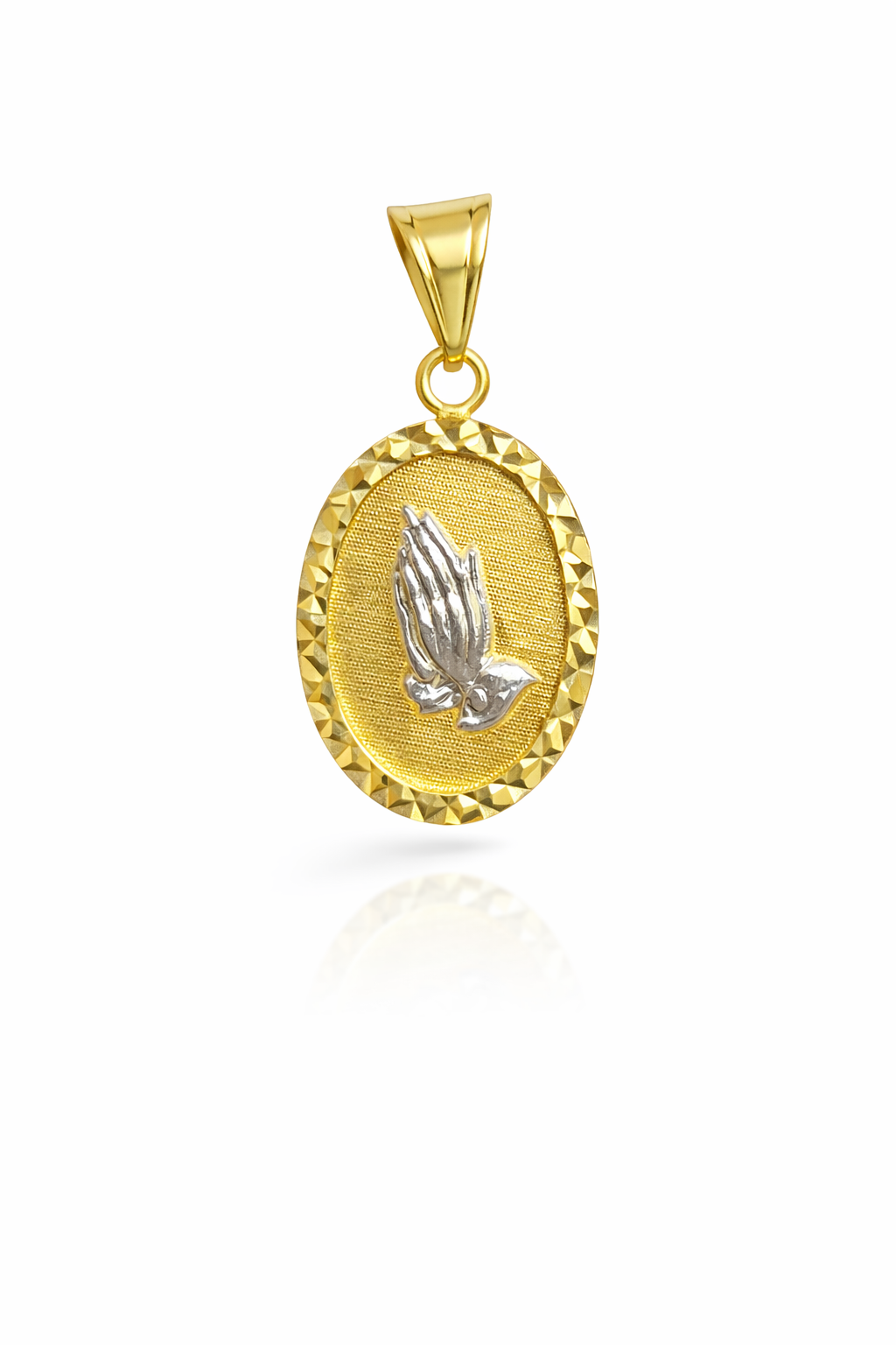 10KT OVAL PRAYING HAND TWO TONE PENDANT  Weigth 3.4GR