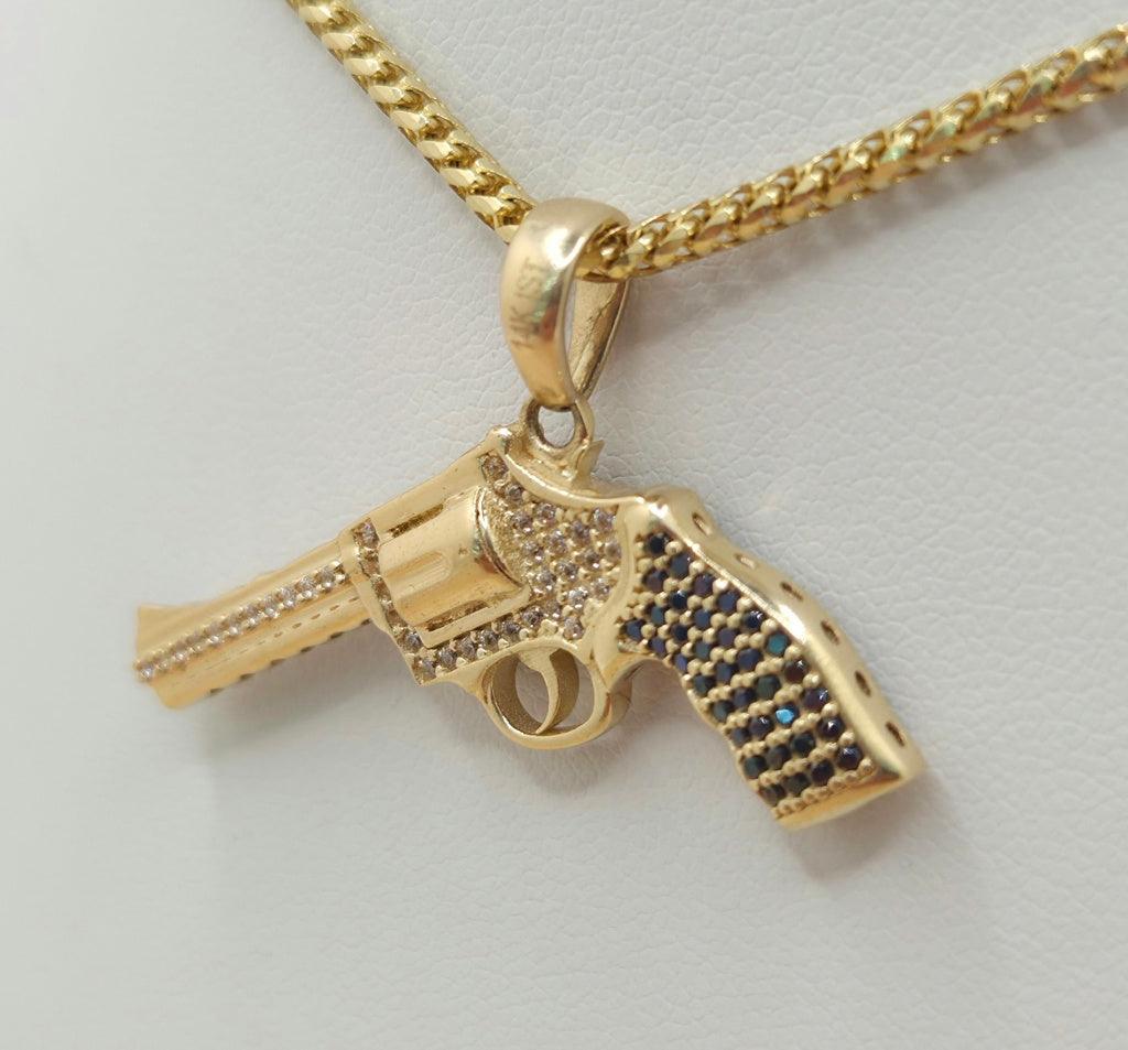 14KT CZ GUN PENDANT Weight 5.5GR