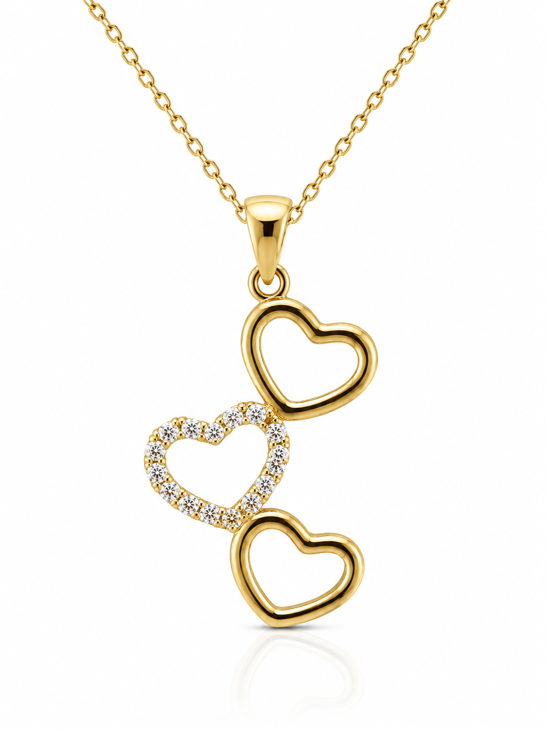 14KT CZ HEART PENDANT Size