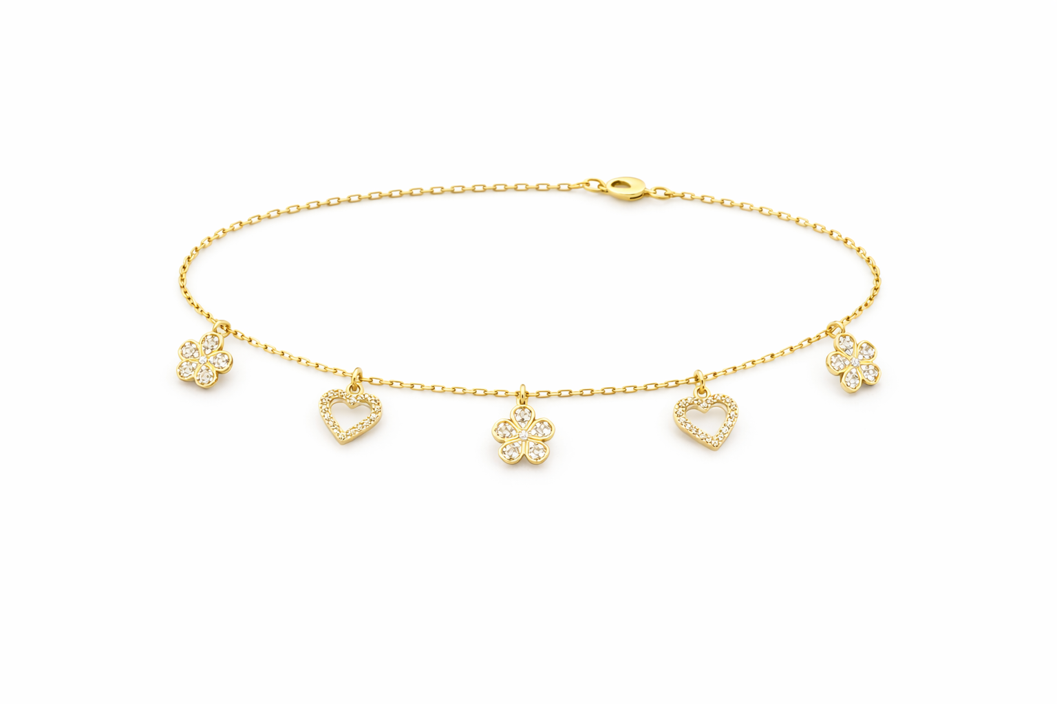 14KT FLOWER BRACELET Size 8INCH Weigth 2.6GR