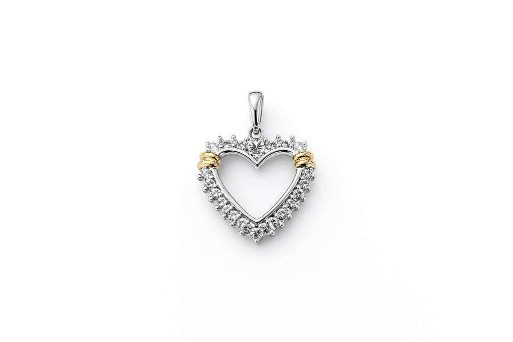 10KT DIAMOND HEART SILHOUETTE PENDANT Weigth 2.6GR