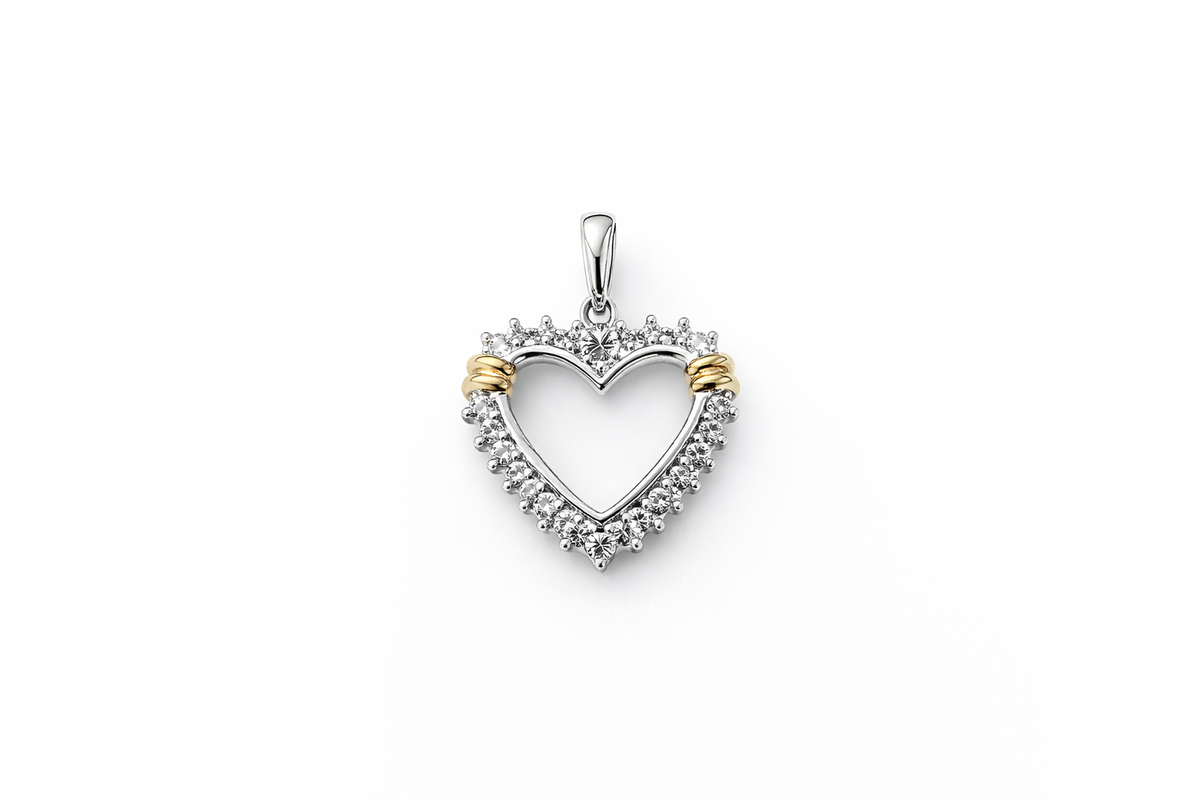 10KT DIAMOND HEART SILHOUETTE PENDANT Weigth 2.6GR