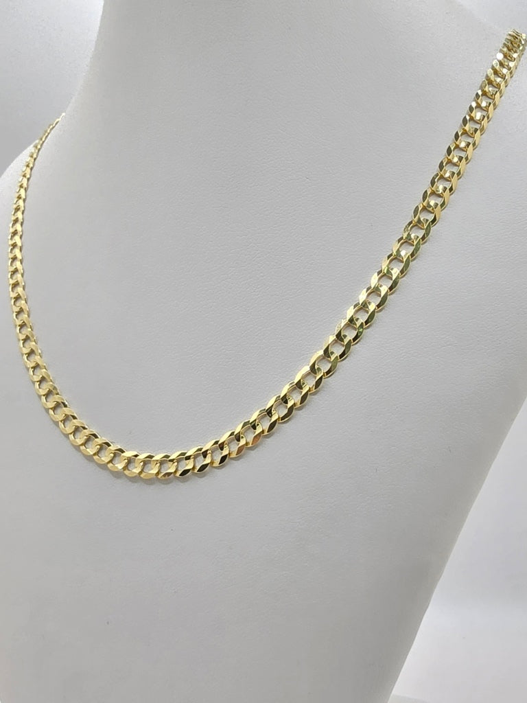 10KT SOLID CUBAN CURB FLAT CHAIN Size 4.5MM 18IN Weigth 7GRS
