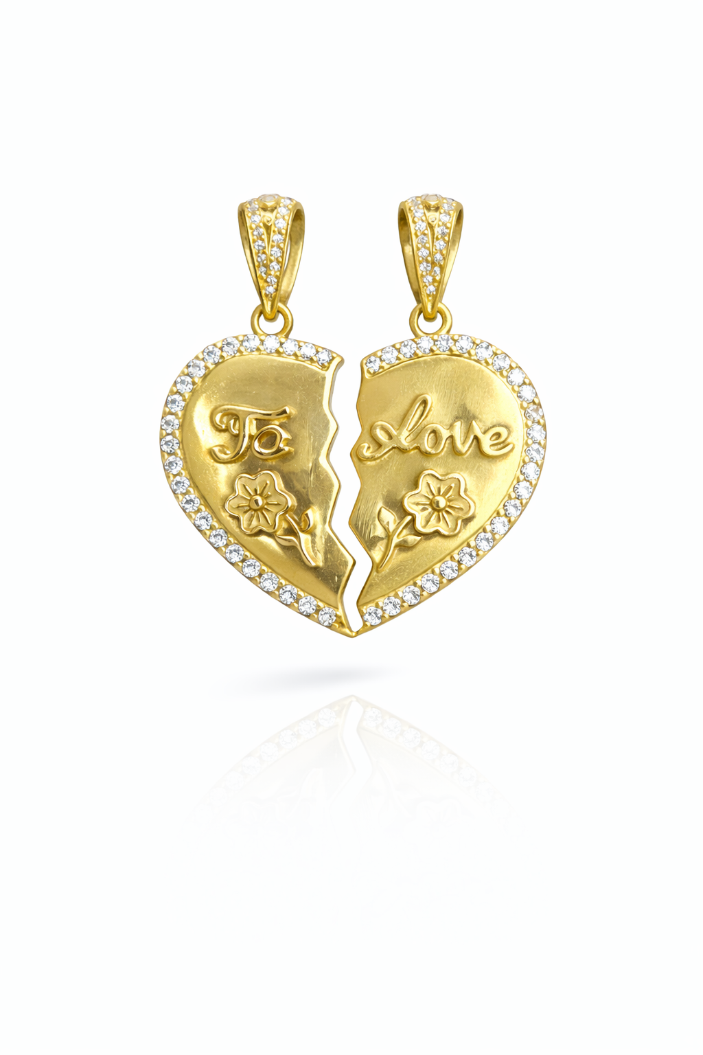 14KT "LOVE YOU" SPLIT HEART PENDANT Weight 4.9GR