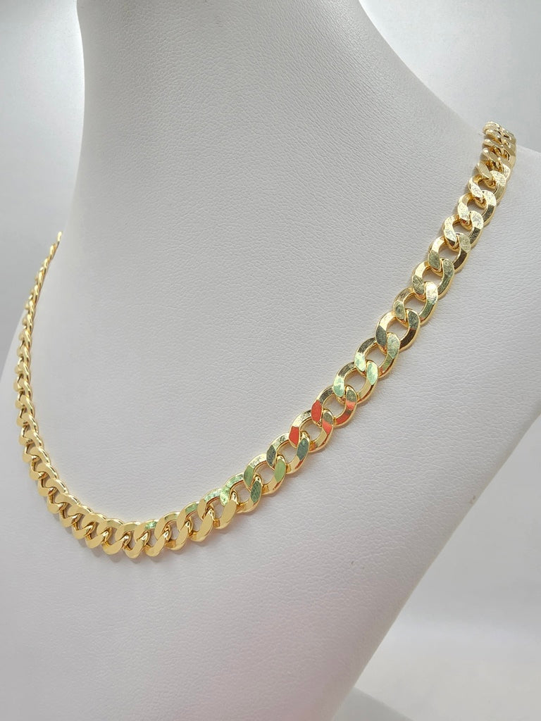 10KT HOLLOW CUBAN CURB FLAT CHAIN Size 22INCH 6.5MM Weight 15.7GR