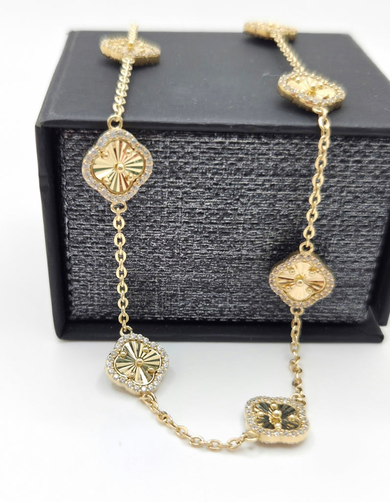 14KT FLOWER CHAIN Size 16INCH Weigth 14.4GR