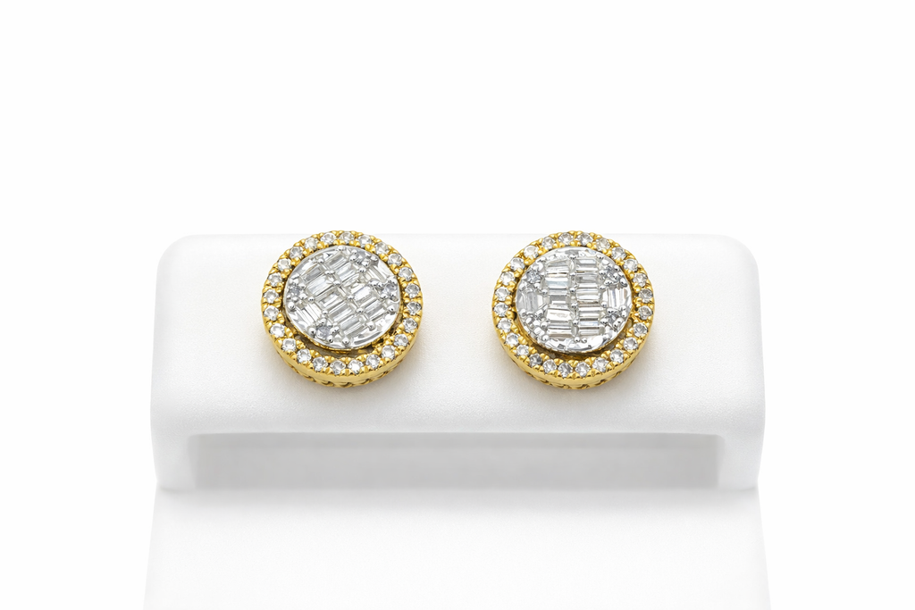 14KT ELEGANT ROUND NATURAL DIAMOND EARRINGS