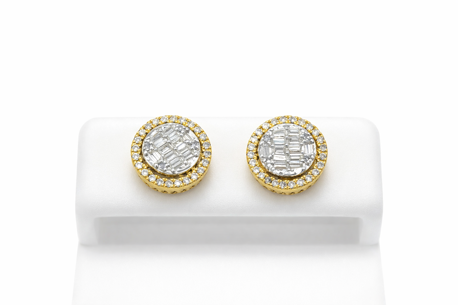 14KT ELEGANT ROUND NATURAL DIAMOND EARRINGS