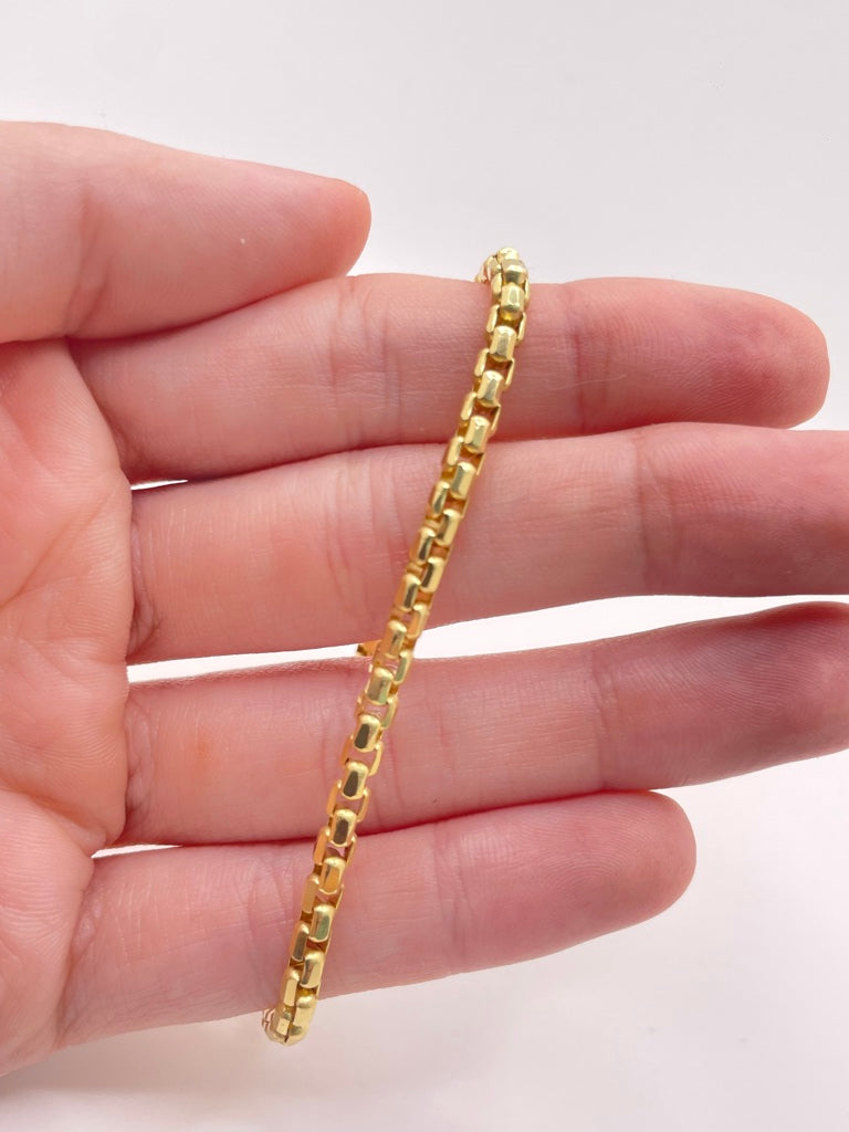 10KT SOLID ROUND BOX BRACELET Size 7INCH 3.5MM Weight 10GR