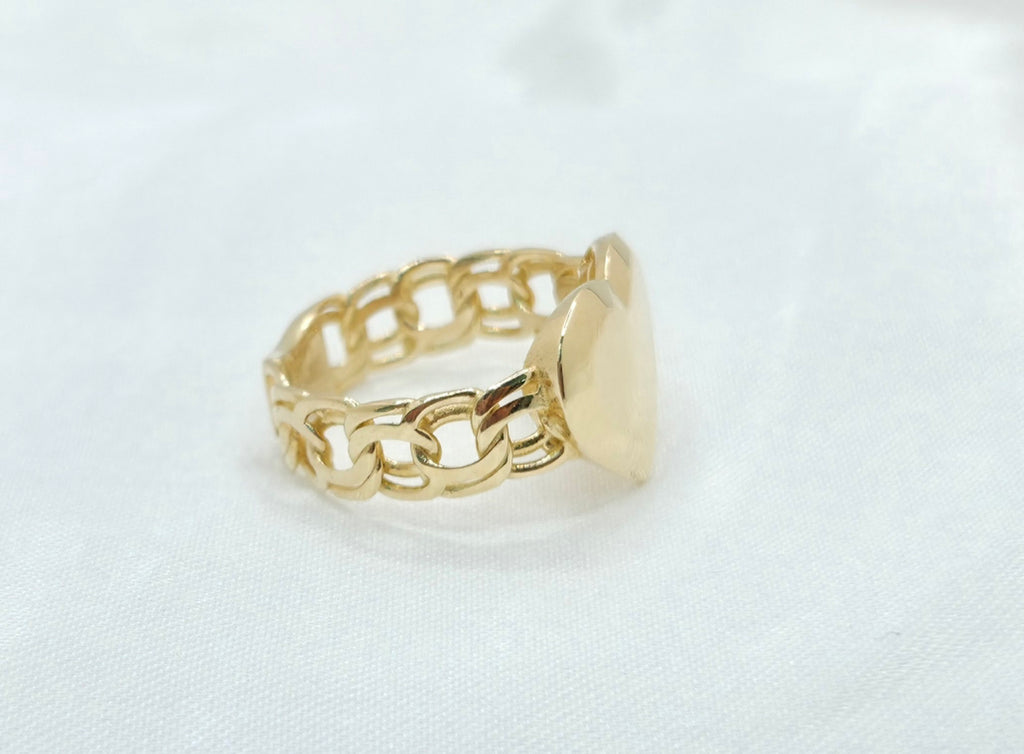 10KT CHINO LINK WITH PLAIN HEART RING  Size 8 Weight 3.3GR