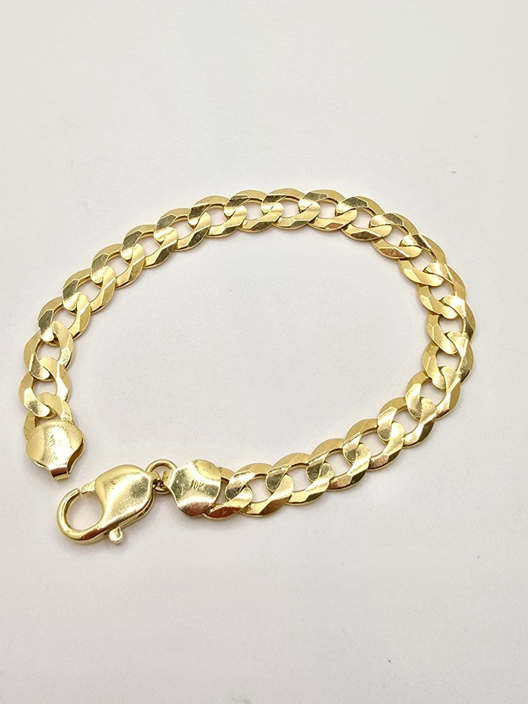10KT CUBAN CURB FLAT BRACELET Size 7.5INCH 8MM Weight 14.6GR
