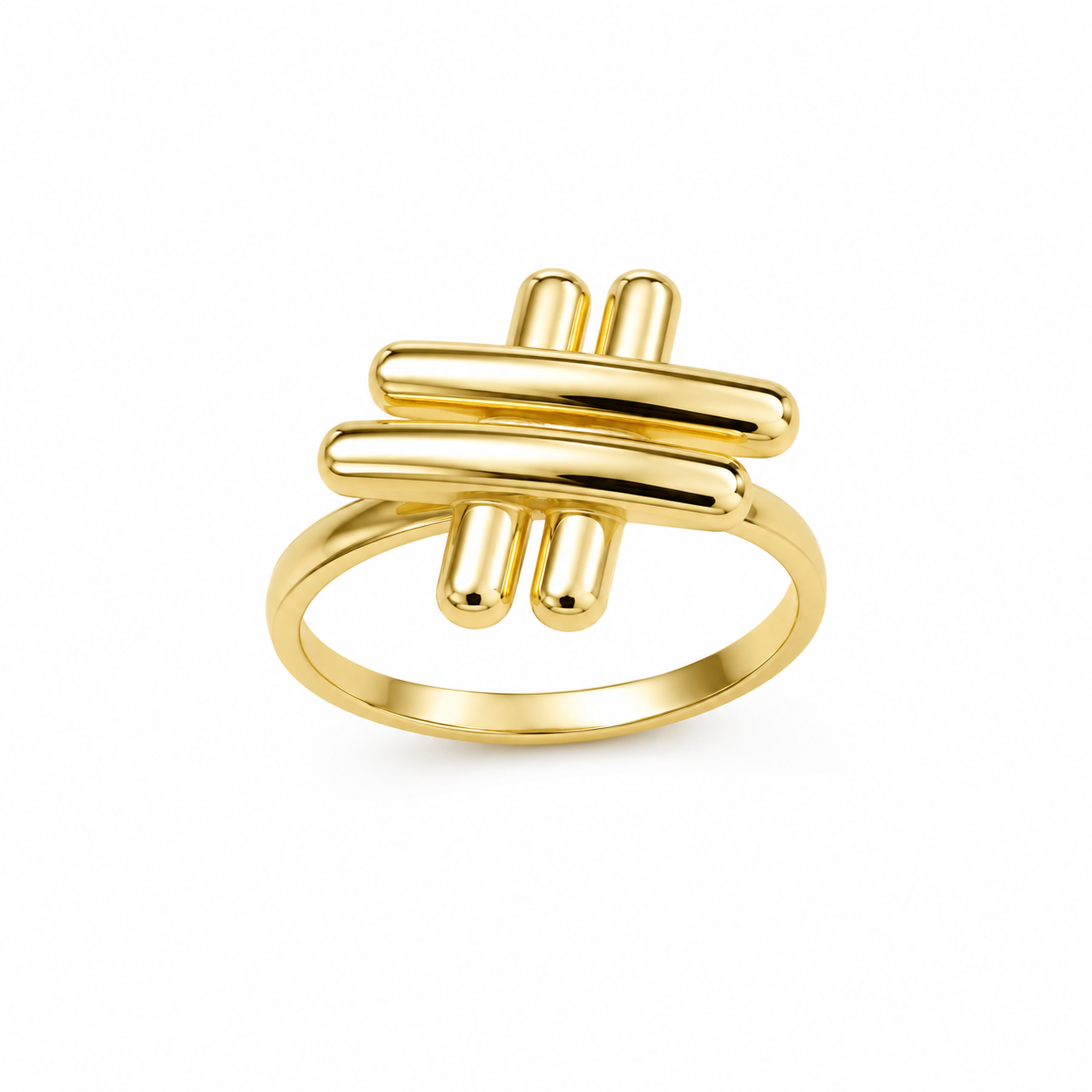 10KT DOUBLE X RING Size 7.5