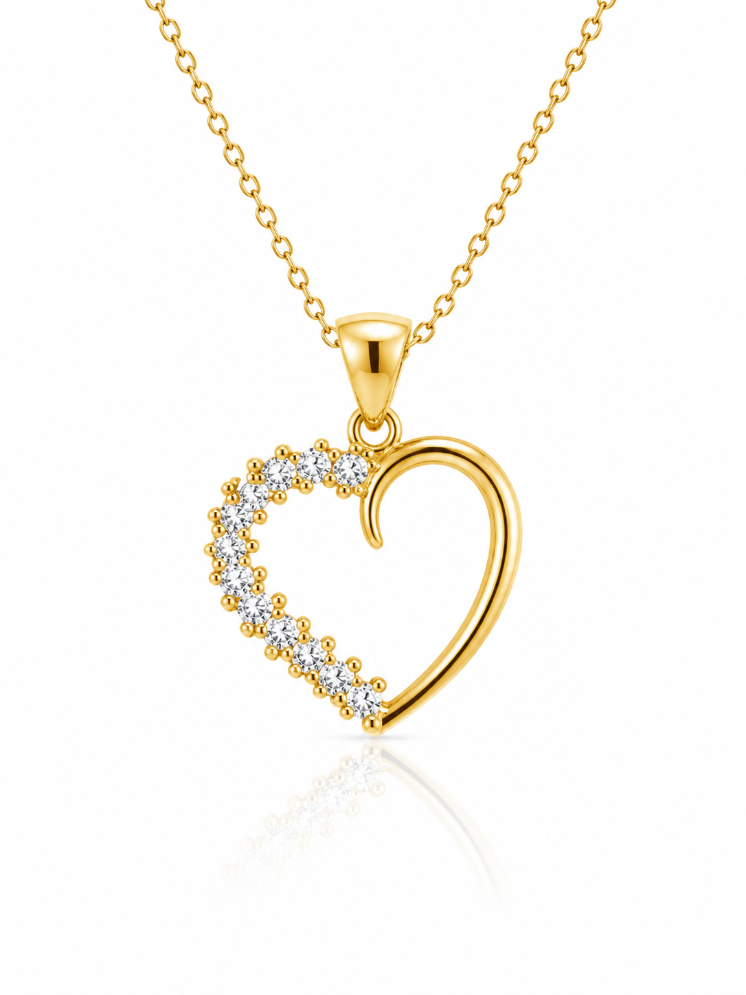 14KT SMALL STONES DETAILS HEART SILHOUETTE PENDANT Size SMALL Weigth 1.1GR