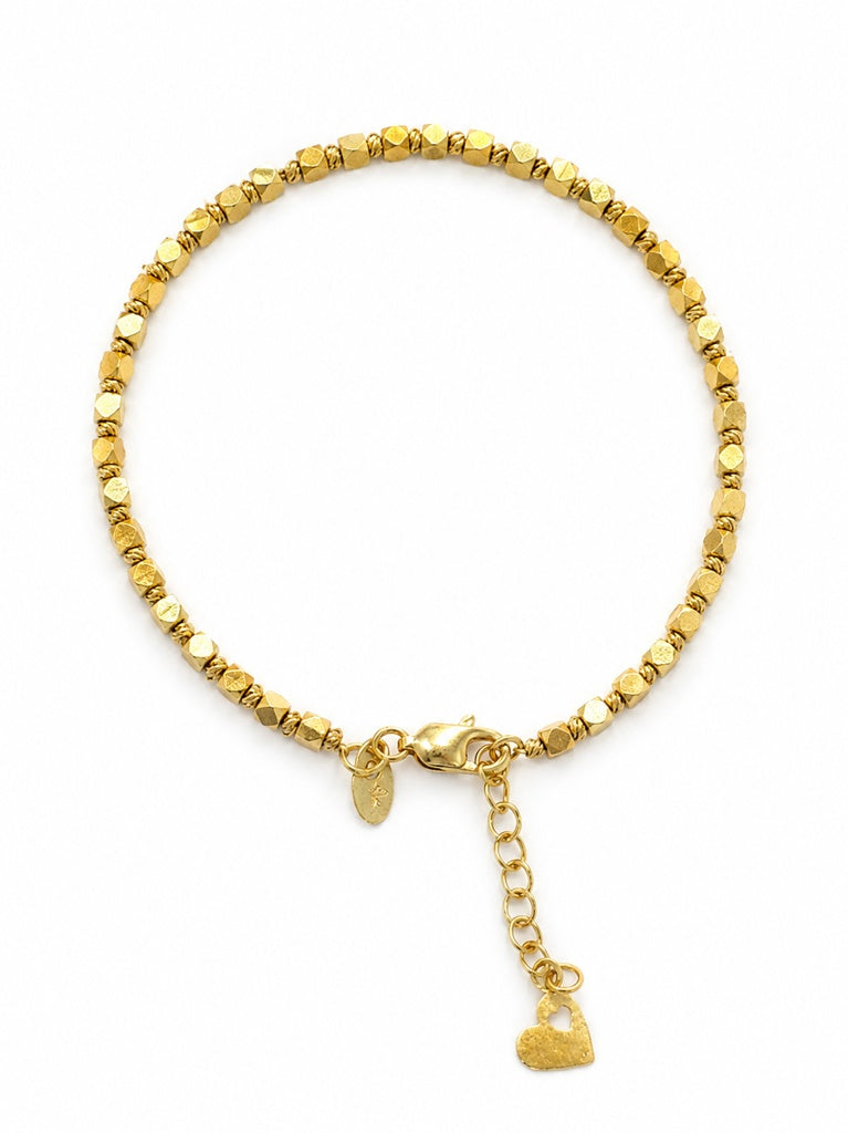 14K BEADED BALL & BOX BRACELET Size 7.5