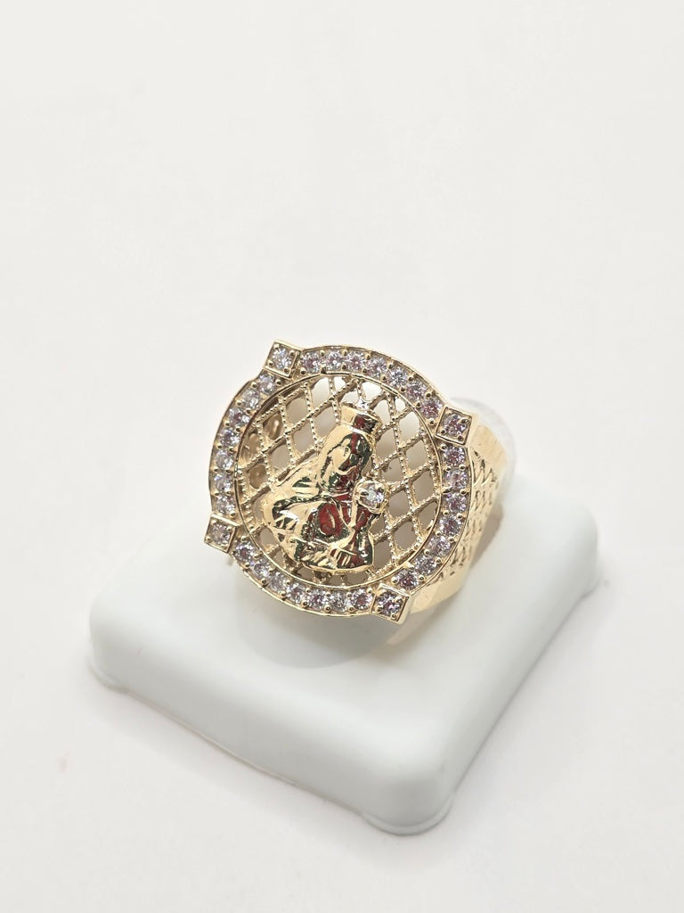 10KT SANTA BARBARA RING WITH NET BACKGROUND  Size 9 Weight 9.1GR