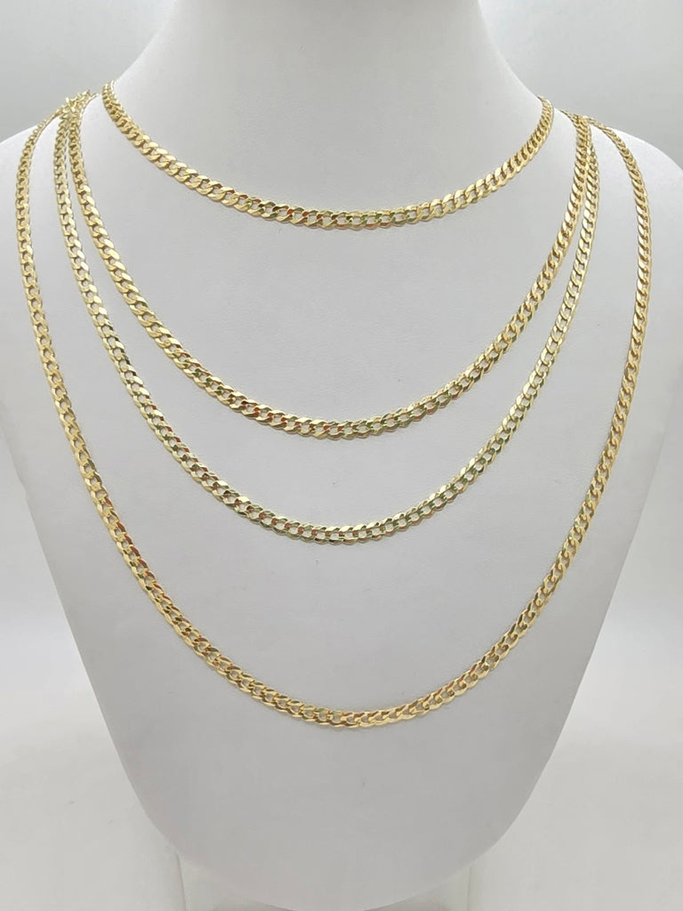 14KT SOLID CUBAN CURB FLAT CHAIN Size 18INCH 3.5MM Weight 5.5GR.