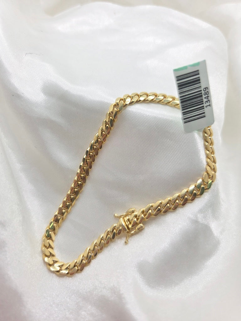 10KT SOLID MIAMI CUBAN BRACELET Size 5MM 7INCH Weight 14GR
