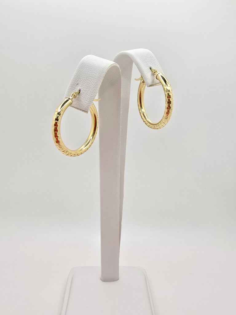 10KT  SQUARE CUT HOOPS EARRINGS Size 3 3MM Weight 2.7GR