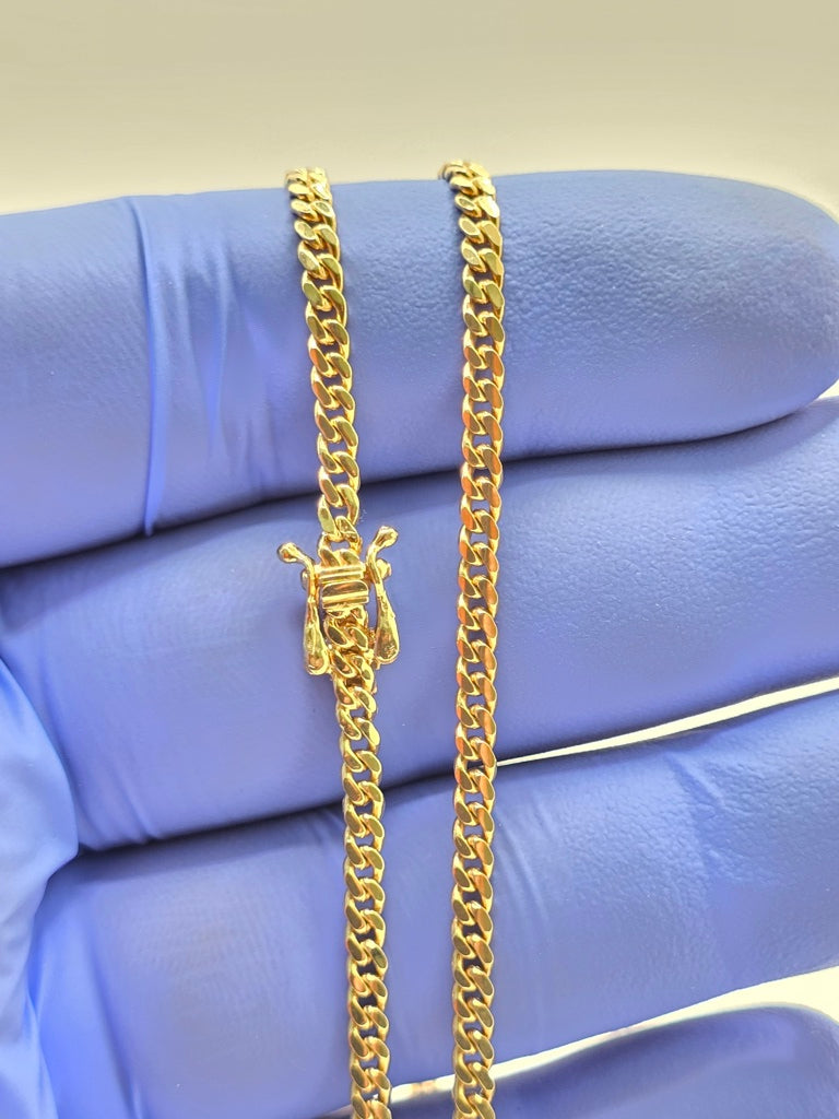 14KT SOLID MIAMI CUBAN CHAIN 3MM 22INCH 15.5GR