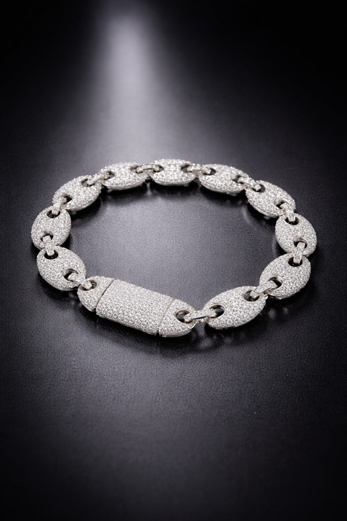 925 MOISSANITE GUCCI PUFF BRACELET Size 11MM 8IN