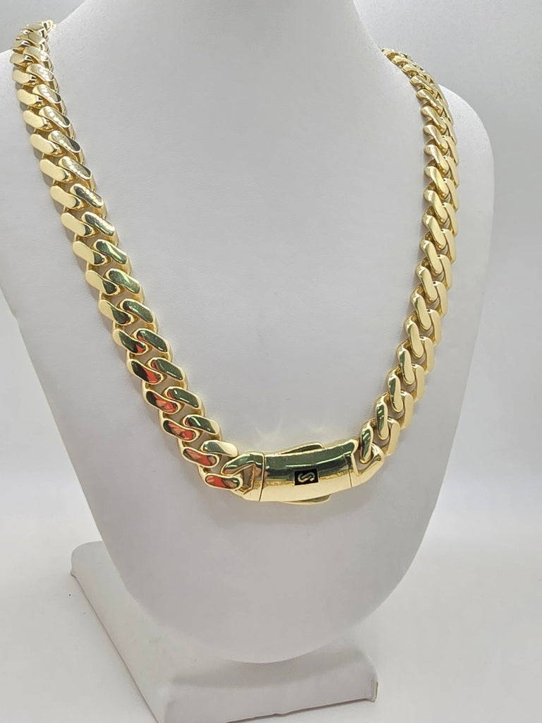 10KT CERTIFIED PLAIN MONACO CHAIN Size 22INCH 11.5MM Weight 34.5GR