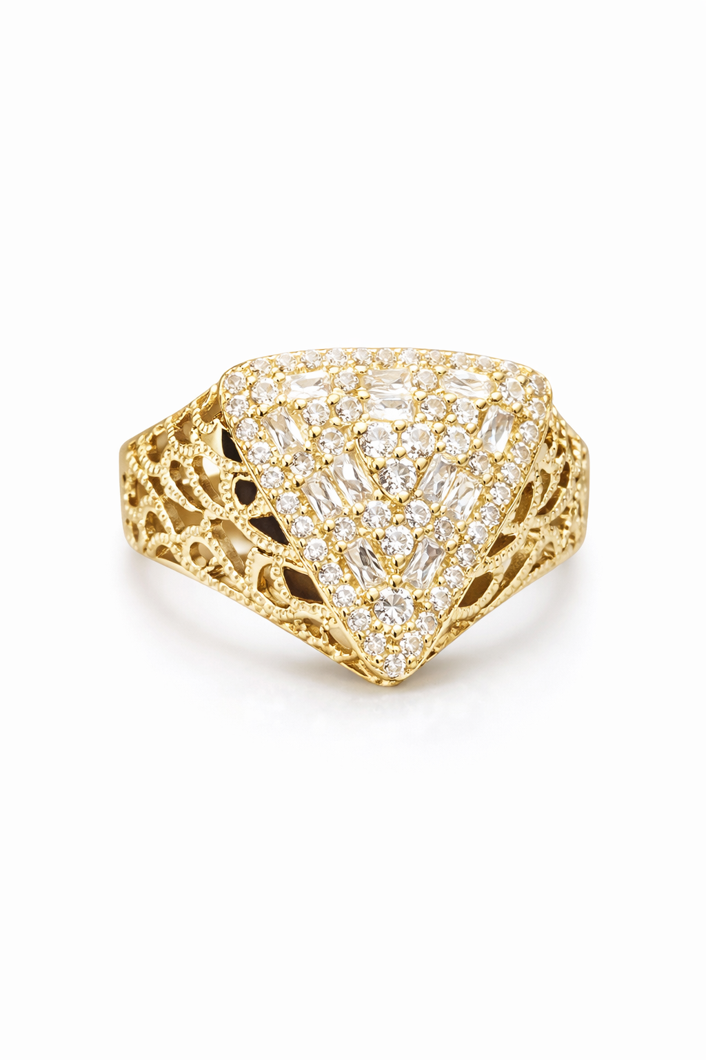 10KT CZ TRIANGLE RING Size 10 Weigth 6.1GR
