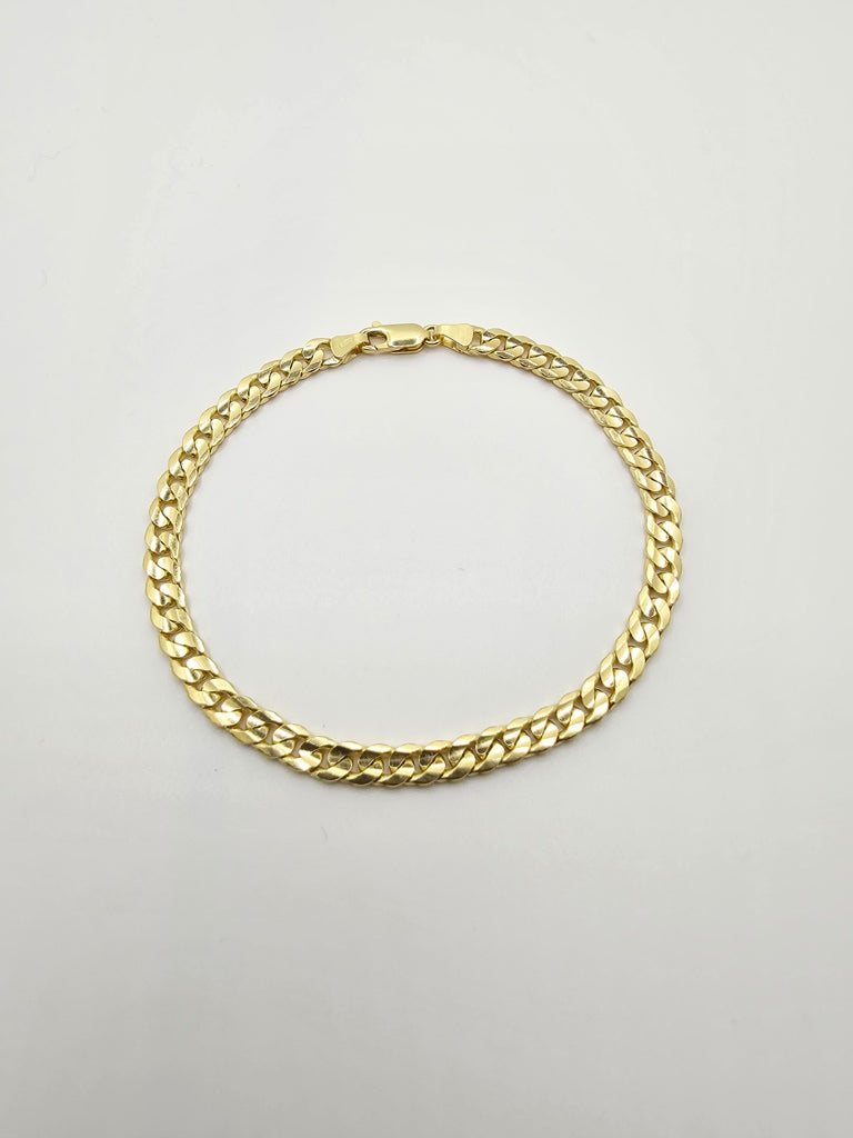 10KT CUBAN CURB FLAT BRACELET CLOSE LINK STYLE 5.5MM