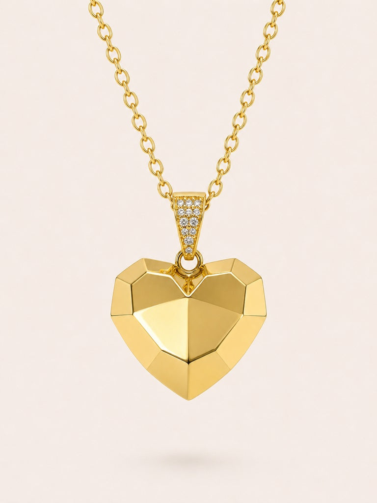 10KT LARGE GEOMETRIC DESIGN HEART PENDANT Weight 6.4GR