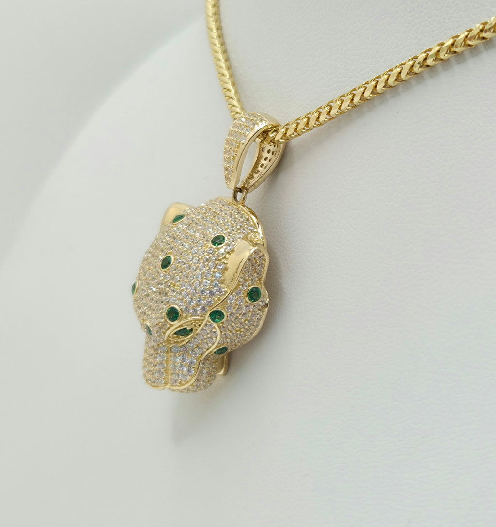 14KT MODERN CZ TIGER HEAD PENDANT Weight 7.3GR