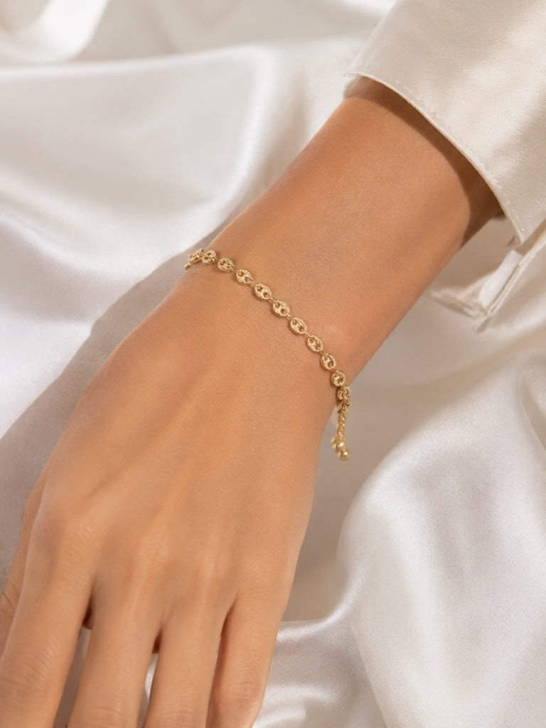 10KT GUCCI PUFF BRACELET Size 7INCH 4MM