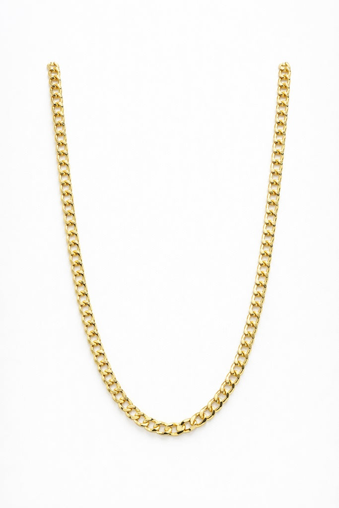 10KT HOLLOW CUBAN CURB FLAT CHAIN Size 20INCH 3.5MM Weigth 4GR