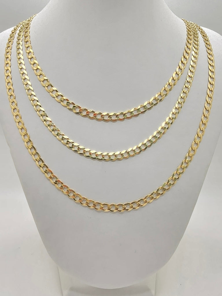 14KT SPECIAL OFFER SOLID CUBAN CURB FLAT CHAIN Size 24INCH 5MM Weight 15GR